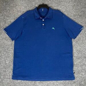 Tommy Bahama IslandZone Polo Shirt Men Blue XL Golf Short‎ Sleeve Stretch Casual